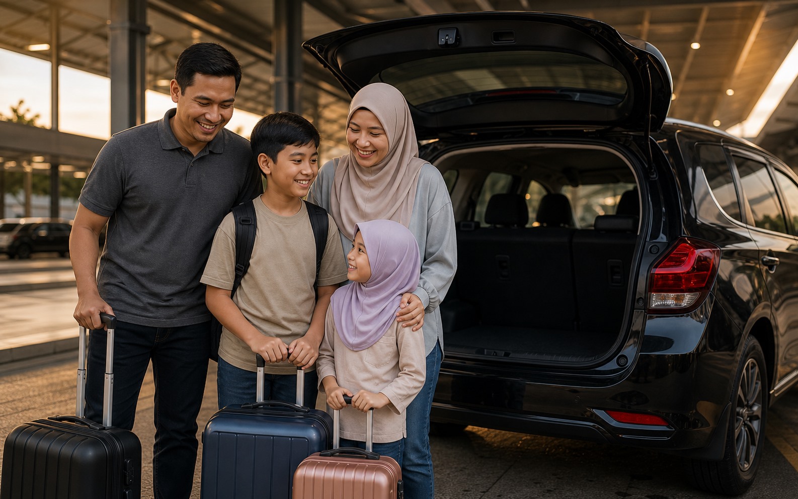 Pelanggan sewa kereta untuk perjalanan keluarga bersama Vasebay Travel & Tour